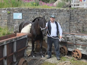 Dales pony Westwick Paddy and Kevin Owens at the entrance to the mine. 